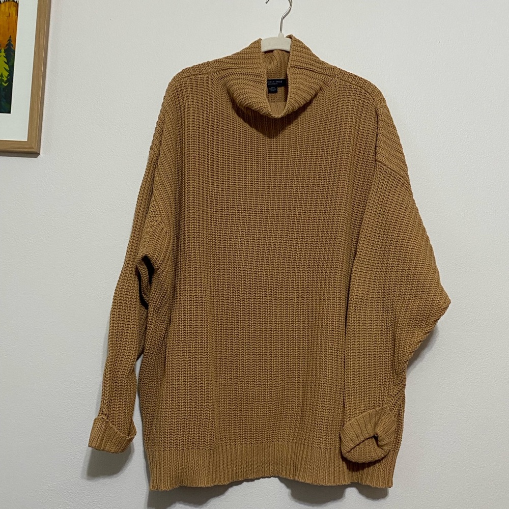 American Eagle Oversized Knit Camel Sweater